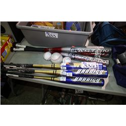 ASSORTED BATS AND BALLS