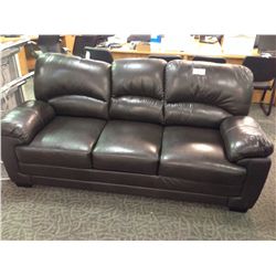 DARK BROWN LEATHER SOFA AND LOVE SEAT SET