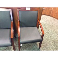 BLACK LEATHER, CHERRY FRAME CLIENT CHAIR (S2)