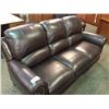 Image 2 : DARK BROWN DUAL RECLINING LEATHER SOFA WITH BRASS TACS