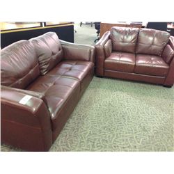 OXBLOOD LEATHER SOFA AND LOVESEAT SET