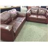 Image 1 : OXBLOOD LEATHER SOFA AND LOVESEAT SET