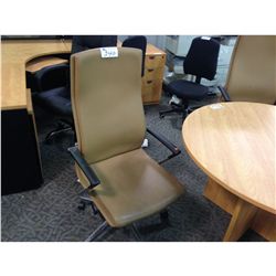 GLOBAL TAN LEATHER HIBACK ERGONOMIC EXECTUIVE CHAIR