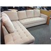 Image 1 : TAN FABRIC SECTIONAL SOFA WITH CHAISSE LOUNGE