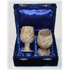 Image 1 : Set of two (2) Goblets made from 30 million year old fossil. Made in Morocco. 5"