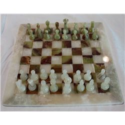 Handmade Onyx Chess set. Made in Morocco.16"x16"