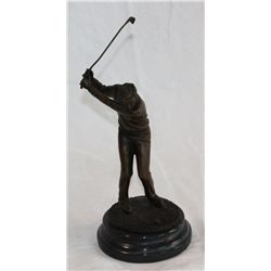 Bronze Male Golfer on marble. 12"