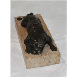 Bronze Bulldog sculpture with marble base. 7"w x3"x3"