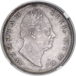 BRITISH INDIA: William IV, 1830-1837, AR rupee, 1835 (c), NGC graded AU details.