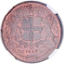 BRITISH INDIA: Victoria, Queen, 1837-1876, AE 1/4 anna, 1858(w)