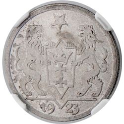 DANZIG: AR gulden, 1923, KM-145, Y-8, one-year type, NGC graded MS63.
