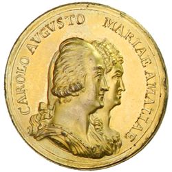 PFALZ-BIRKENFELD-ZWEIBRUCKEN: Karl August, 1775-1795, gilt AE medal, 1789
