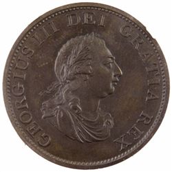 GREAT BRITAIN: George III, 1760-1820, AE 1/2 penny, Soho, 1799