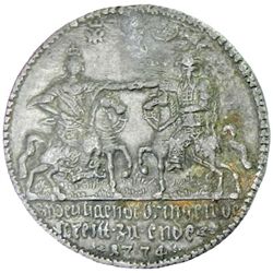 RUSSIAN EMPIRE: Catherine II, 1762-1796, white metal medal, 1774, commemorating treaty at Kutschuk K