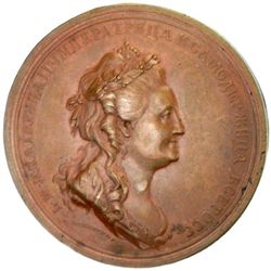 RUSSIAN EMPIRE: Catherine II, 1762-1796, AE medal, 1779, Crimean Christians Migration to Russia