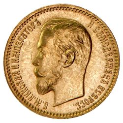 RUSSIAN EMPIRE: Nicholas II, 1894-1917, AV 5 roubles, St. Petersburg, 1904