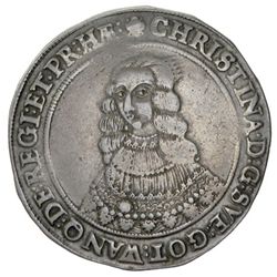 SWEDEN: Christina, 1632-1654, AR riksdaler (28.48g), 1642