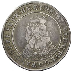 SWEDEN: Christina, 1632-1654, AR riksdaler (28.13g), 1643
