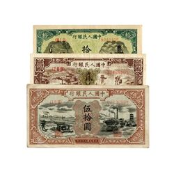 CHINA 1948 People's Bank of China 1st Print 10,20,50 Yuan(3)