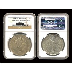CHINA-KWANGTUNG ND(1890-1908) One Dollar Silver, NGC AU55