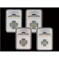 CHINA-KWANGTUNG 10, 20 Cents Silver Coins (4)