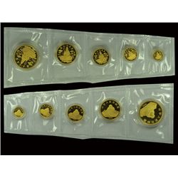 CHINA 1993 Goddess Kuan Yin .999 Gold Proof Set(5), with Cert