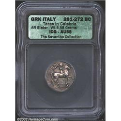 Calabria, Taras. 281-272 B.C. AR (silver) didrachm (or stater).