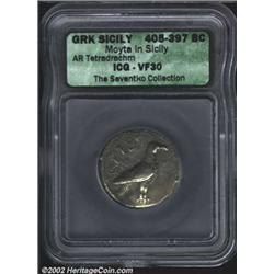 Sicily, Motya. 405-397 B.C. AR tetradrachm.