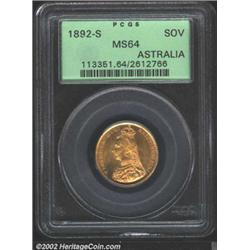 Victoria gold sovereign 1892-S,