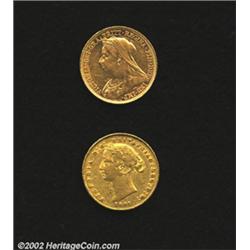 A pair of gold sovereigns including: 1861-S,