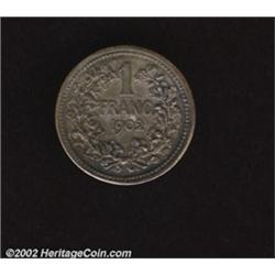 Reverse pattern striking in silver of the 1 franc pattern 1902 (Dup-1373),