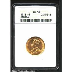 George V gold 5 dollars 1913,
