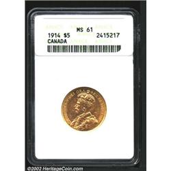 George V gold 5 dollars 1914,