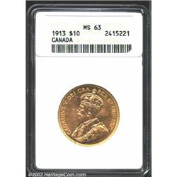 George V gold 10 dollars 1913,