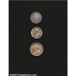 Silver trio including: 5 cents 1896,