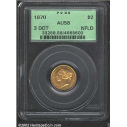 Newfoundland gold 2 dollars 1870 (3 dot),