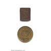 Image 1 : A pair of Ceylon copper tokens including: Pilo Fernando rectangular 2-1/4 d. coffee picker's chit,