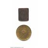 Image 2 : A pair of Ceylon copper tokens including: Pilo Fernando rectangular 2-1/4 d. coffee picker's chit,