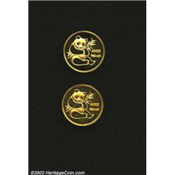 People's Republic 1/10 ounce gold Pandas as follows: 1982,