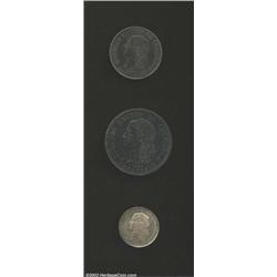 Medellin three-piece pattern set 1873 consisting of: 1/2 decimo,