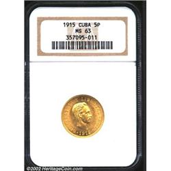 Republic gold 5 pesos 1915,