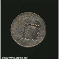 Scalloped square with an Arabic inscription counterstamped on a British India 1/2 rupee 1884,