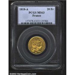 Louis XVIII gold 20 francs 1818-A,
