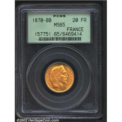 Napoleon III gold 20 francs 1870-BB,