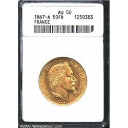 Napoleon III gold 50 francs 1867-A,