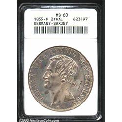 Saxony 2 taler 1855-F,