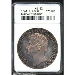 Saxony 2 taler 1861-B,