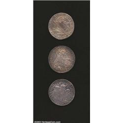 Saxony. Early taler trio as follows: August (1553-86),
