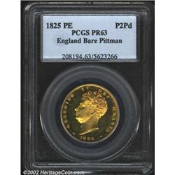 George IV gold pattern 2 pounds 1825 Plain Edge,