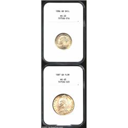 Certified pair including shilling 1886,